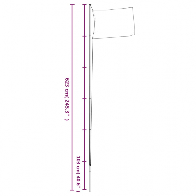 Fahnenmast Teilbar Silbern 6,23 m Aluminium