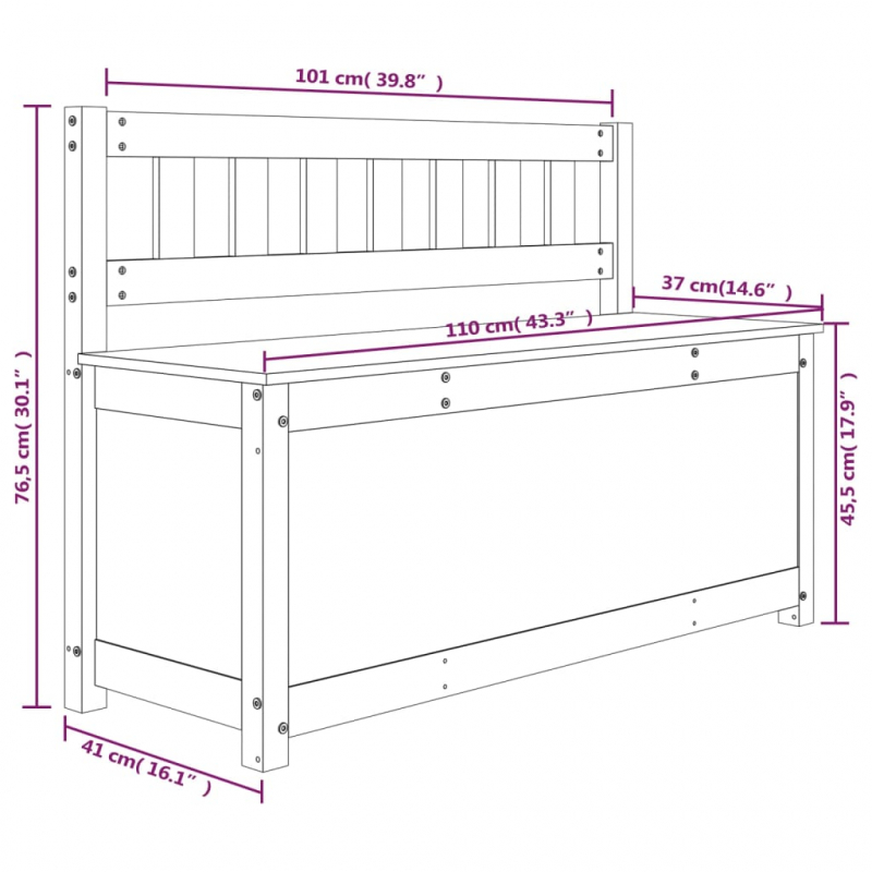 Sitzbank 110x41x76,5 cm Massivholz Kiefer