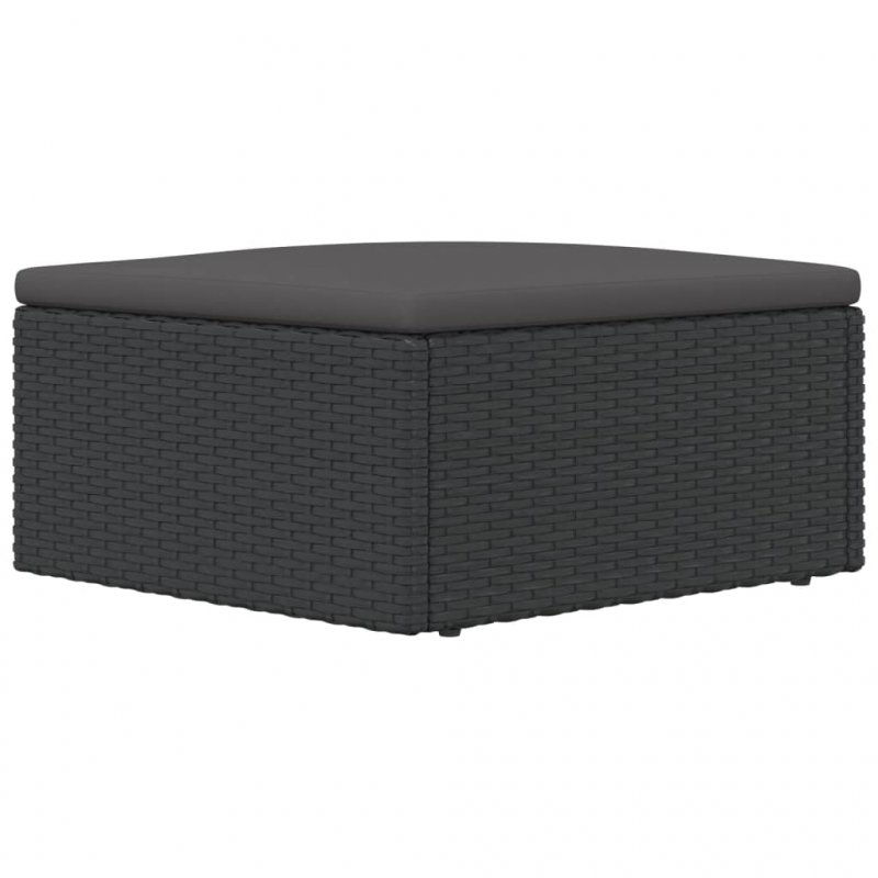 Gartenhocker mit Kissen Schwarz Poly Rattan