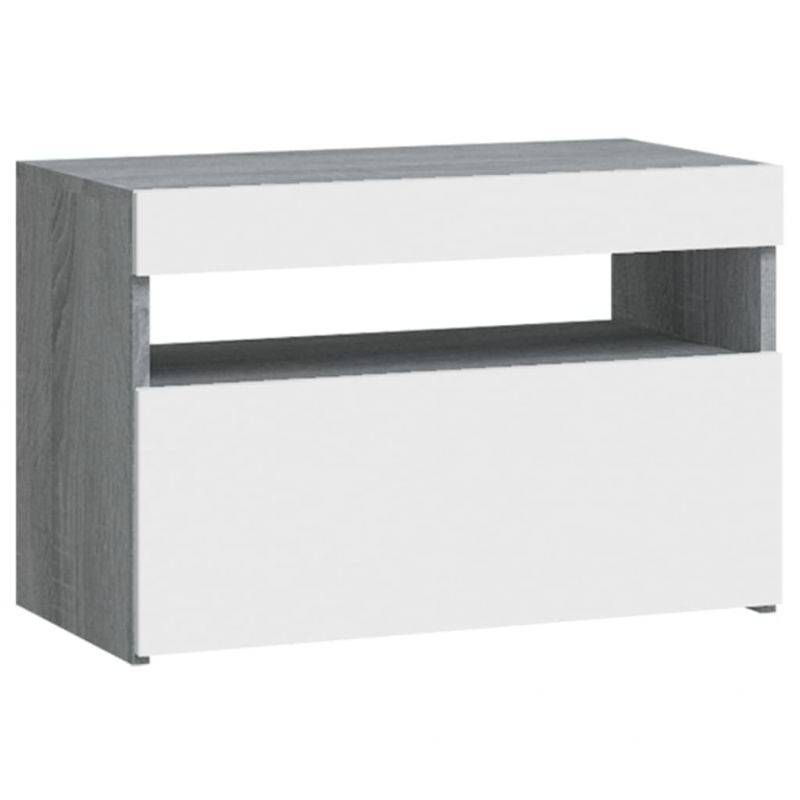 Nachttisch mit LED-Leuchten Grau Sonoma 60x35x40 cm