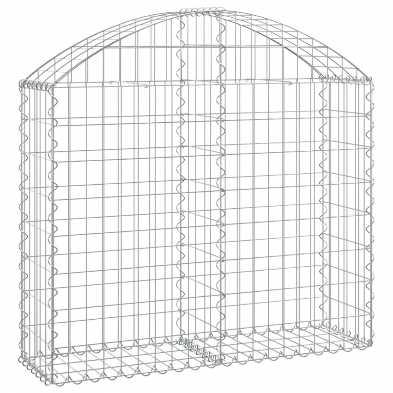 Gabione mit Hochbogen 100x30x80/100 cm Verzinktes Eisen