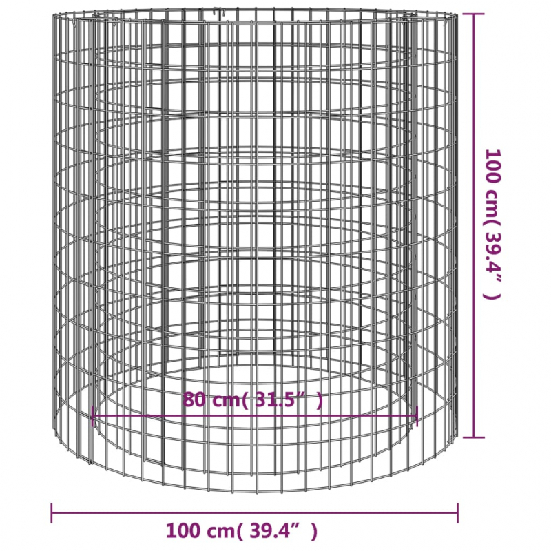 Gabionen-Feuerstelle Ø 100 cm Verzinktes Eisen