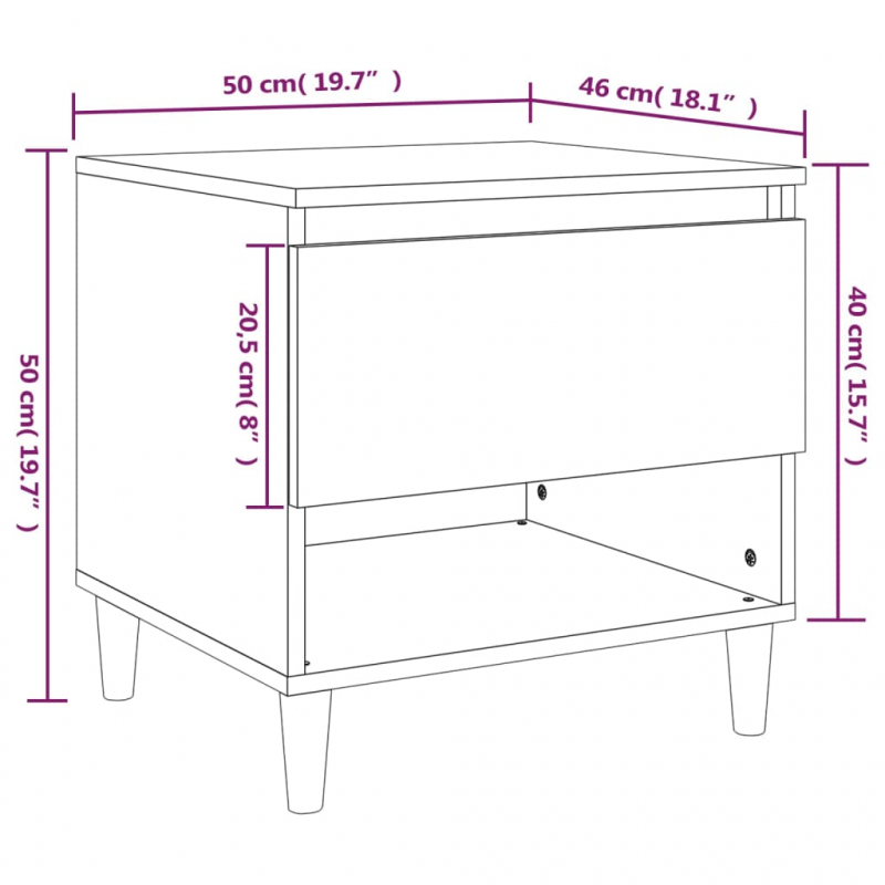 Nachttische 2 Stk. Grau Sonoma 50x46x50 cm Holzwerkstoff