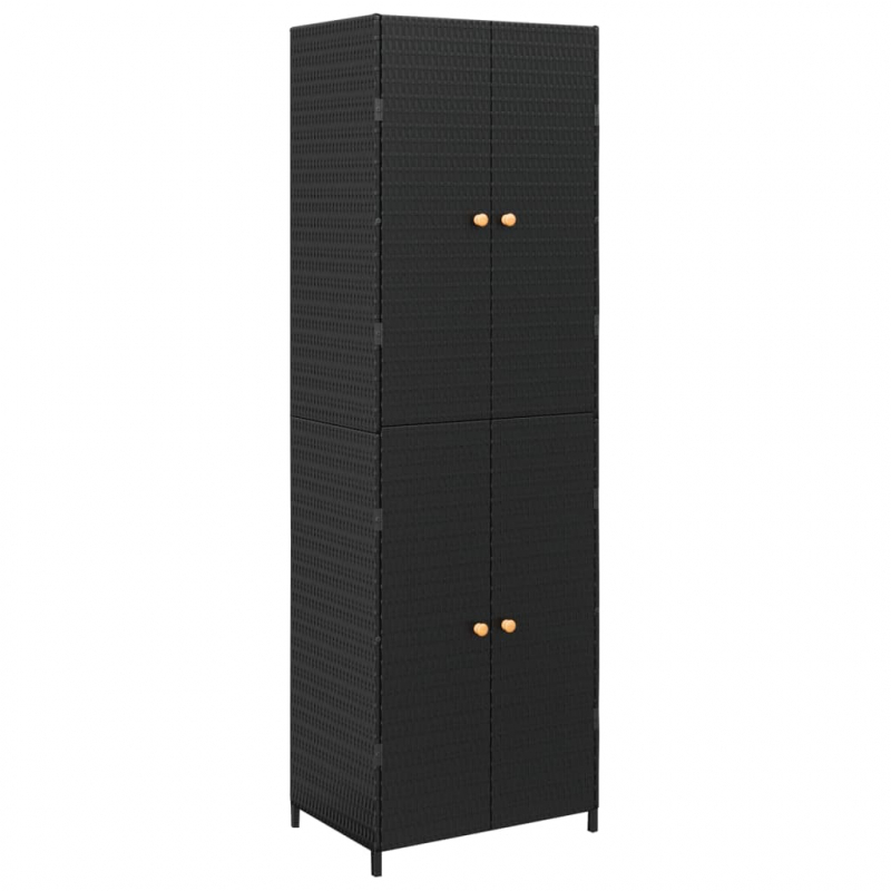 Gartenschrank Schwarz 59x40x180 cm Poly Rattan