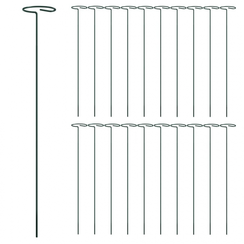 Pflanzenstützen 20 Stk. Dunkelgrün 40 cm Stahl