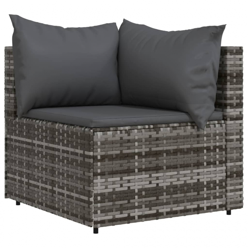 Garten-Ecksofas mit Kissen 2 Stk. Grau Poly Rattan