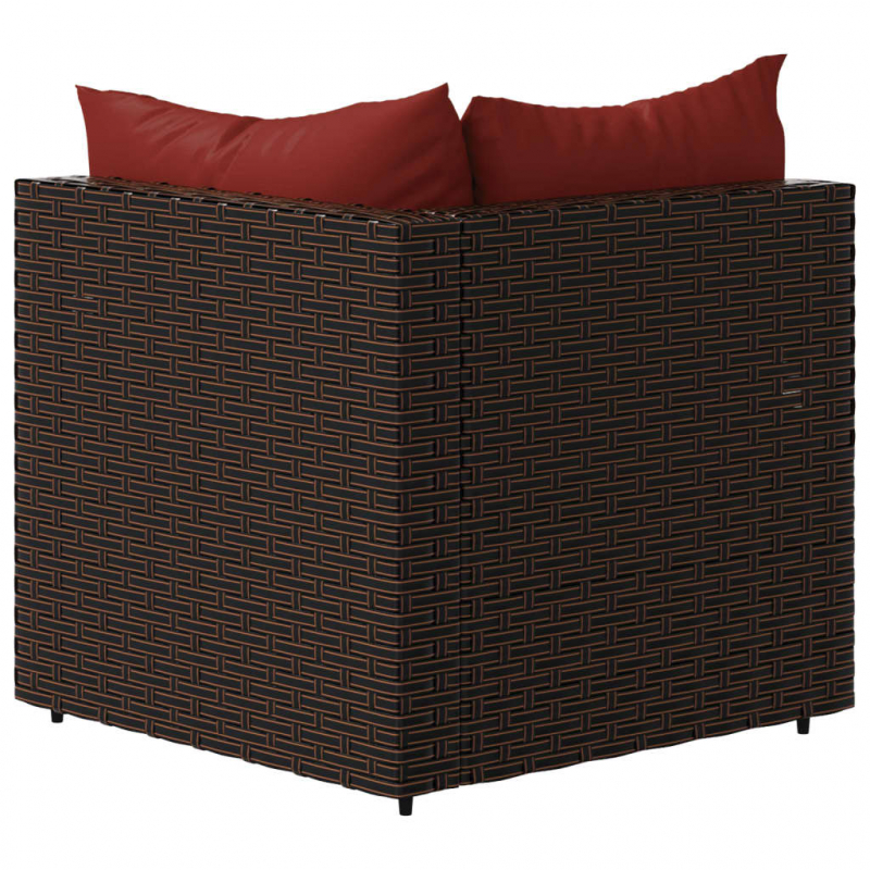 Garten-Ecksofas mit Kissen 2 Stk. Braun Poly Rattan