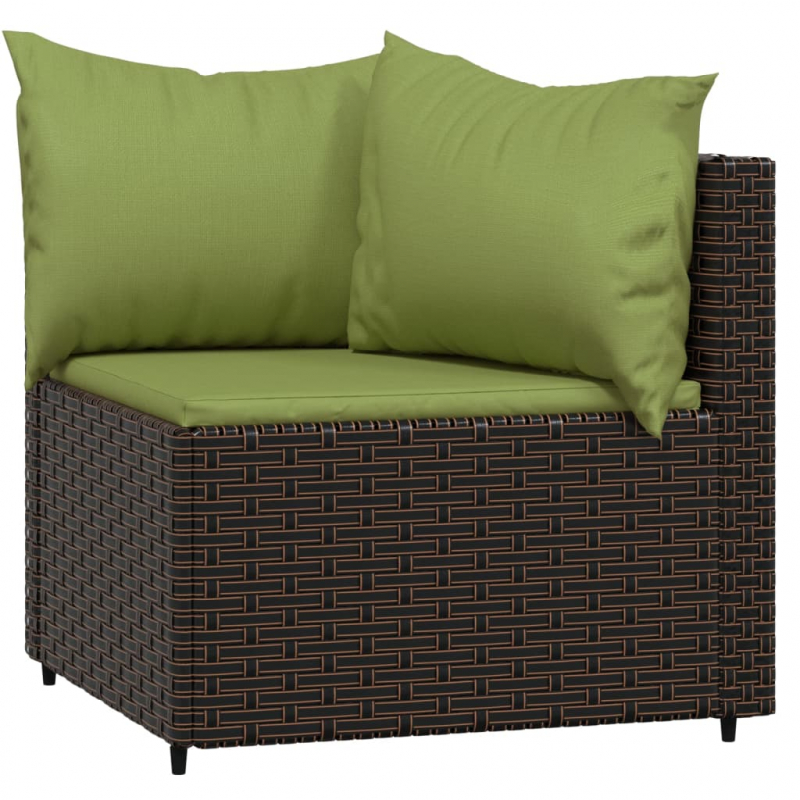 Garten-Ecksofas mit Kissen 2 Stk. Braun Poly Rattan