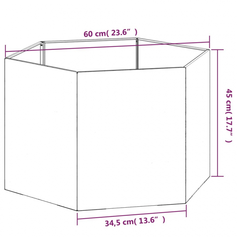 Pflanzkübel Grau 60x60x45 cm Cortenstahl