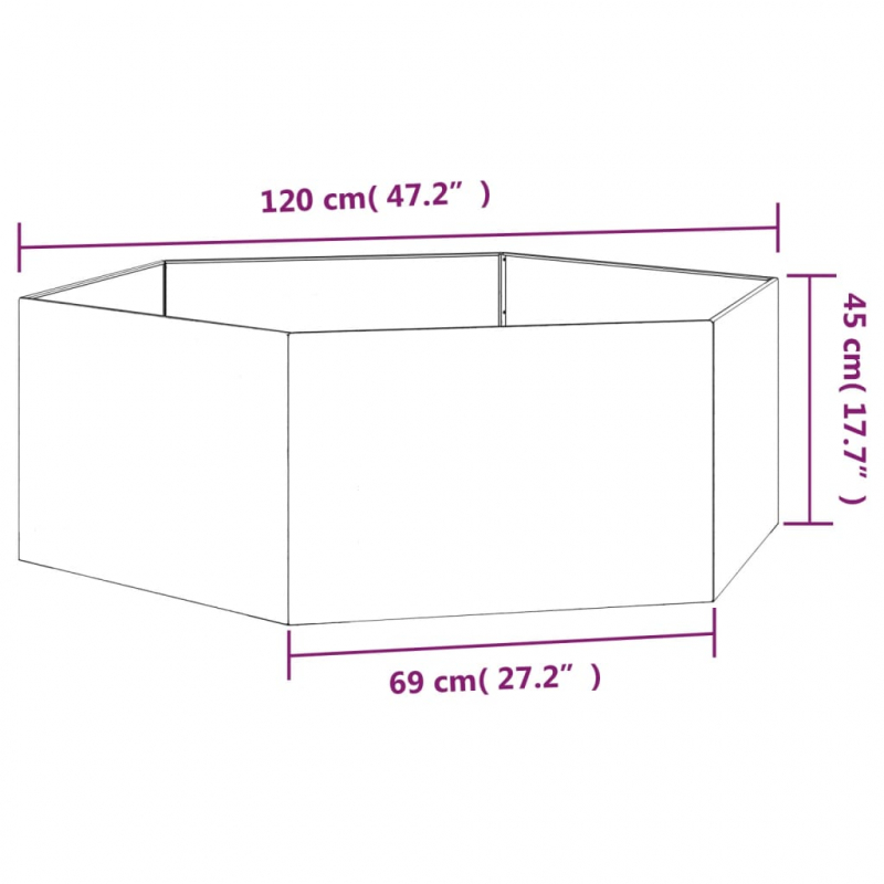 Pflanzkübel Grau 120x120x45 cm Kortenstahl