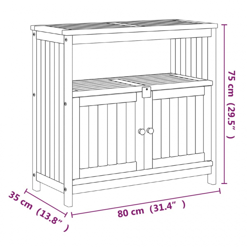 Garten-Konsolentisch 80x35x75 cm Massivholz Akazie