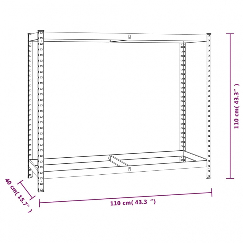 Reifenregale mit 2 Böden 3 Stk. Silbern 110x40x110 cm Stahl