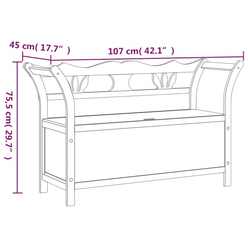 Sitzbank Weiß 107x45x75,5 cm Massivholz Tanne