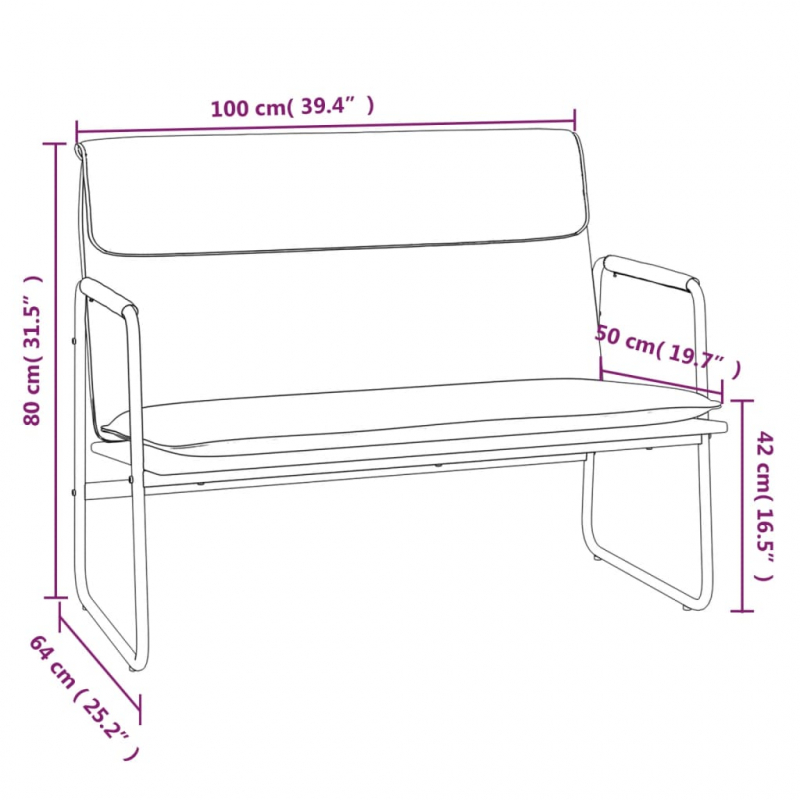 Sitzbank Schwarz 100x64x80 cm Kunstleder