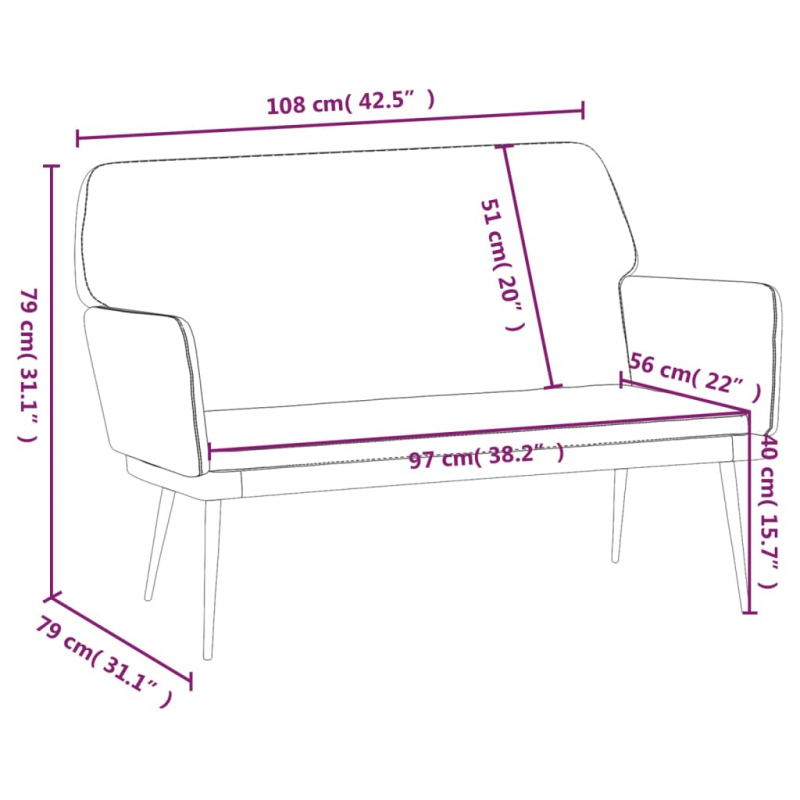 Sitzbank Gelb 108x79x79 cm Samt