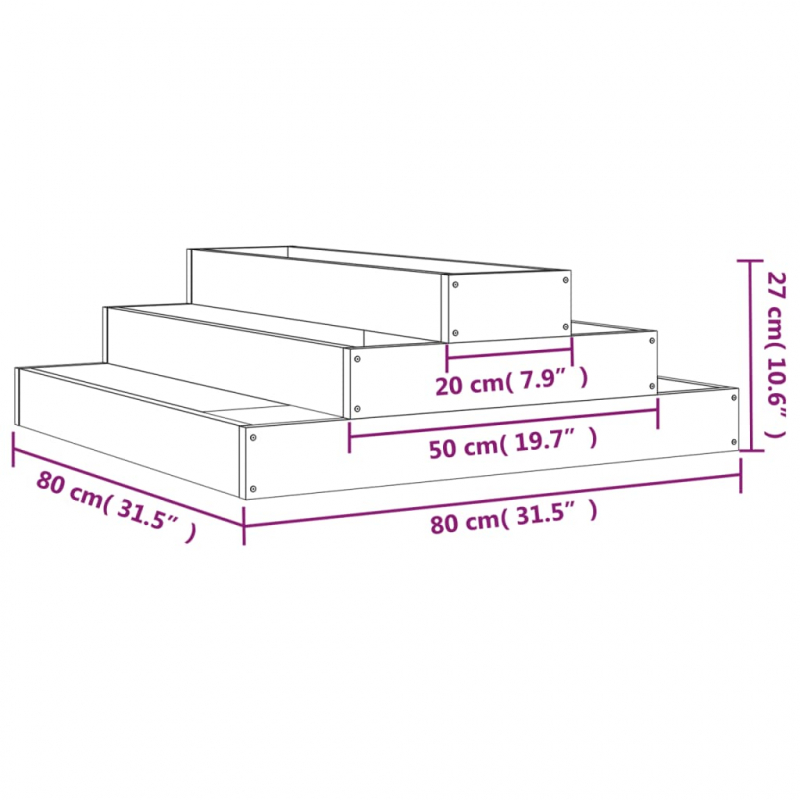 Pflanzkübel 80x80x27 cm Massivholz Douglasie