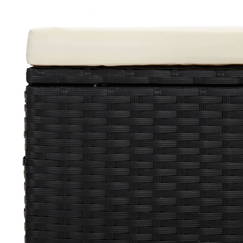 Hockerbank mit Sitzkissen Schwarz 110x30x40 cm Poly Rattan