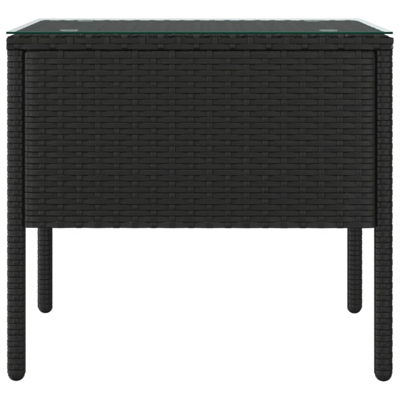 Beistelltisch Schwarz 53x37x48 cm Poly Rattan und Hartglas