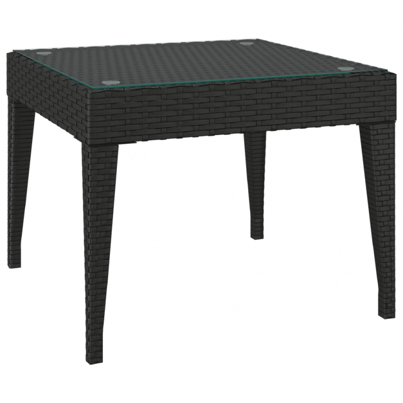 Beistelltisch Schwarz 50x50x38 cm Poly Rattan und Hartglas