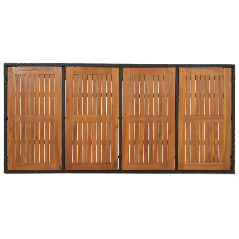 Gartentisch mit Holzplatte Schwarz 190x90x75 cm Poly Rattan