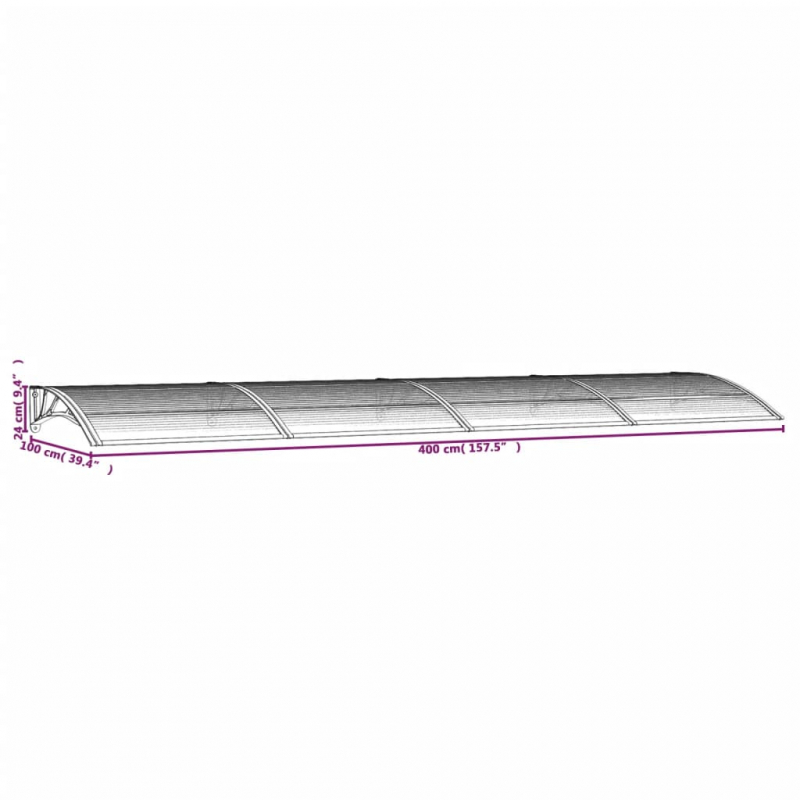 Türvordach Schwarz 400x100 cm Polycarbonat