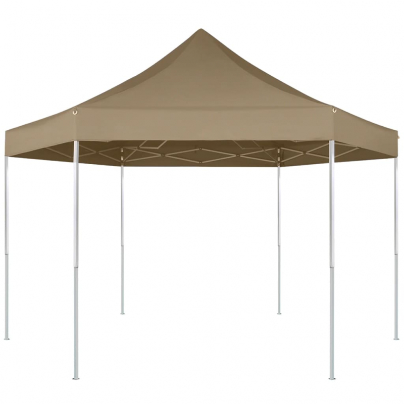 Faltpavillon Sechseckig 3,6x3,1 m Taupe 220 g/m²