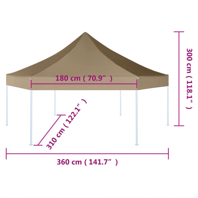 Faltpavillon Sechseckig 3,6x3,1 m Taupe 220 g/m²