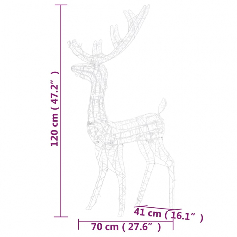 LED-Rentiere 2 Stk. Acryl 120 cm Warmweiß