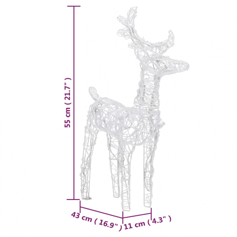 LED-Rentiere 4 Stk. Kaltweiß 160 LEDs Acryl