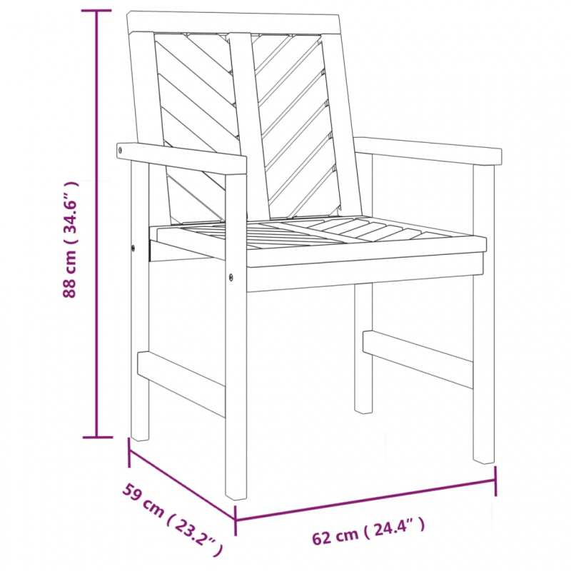 Garten-Essstühle 2 Stk. Massivholz Akazie