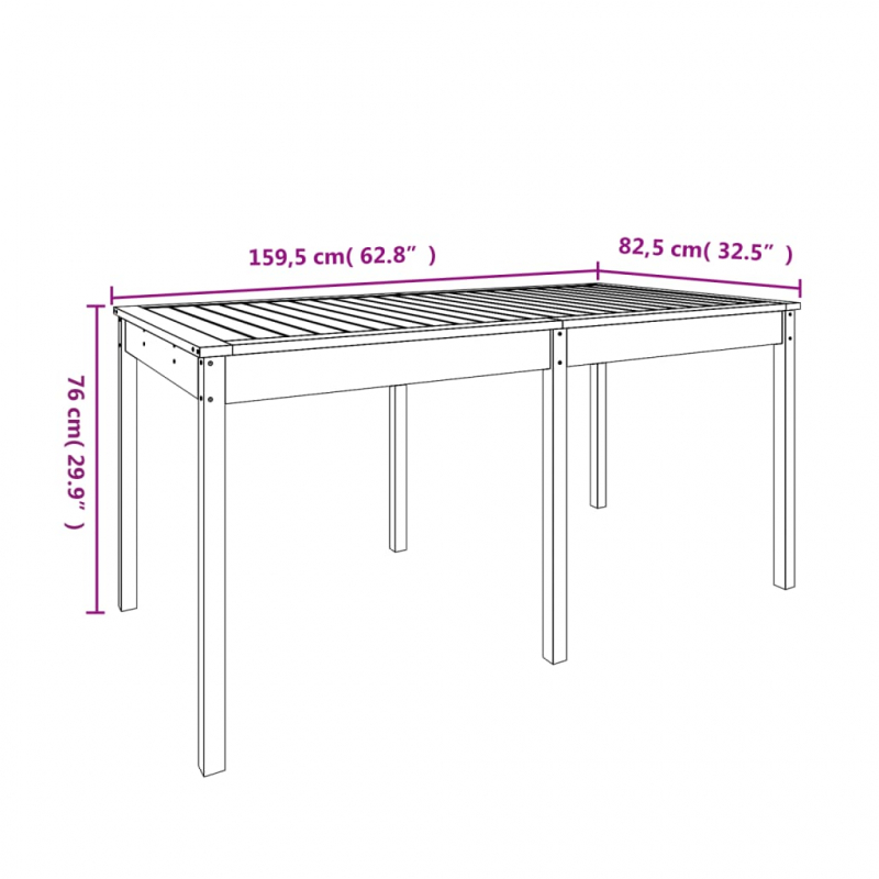 Gartentisch 159,5x82,5x76 cm Massivholz Douglasie