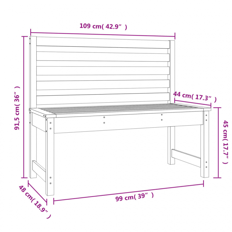 Gartenbank 109 cm Massivholz Douglasie