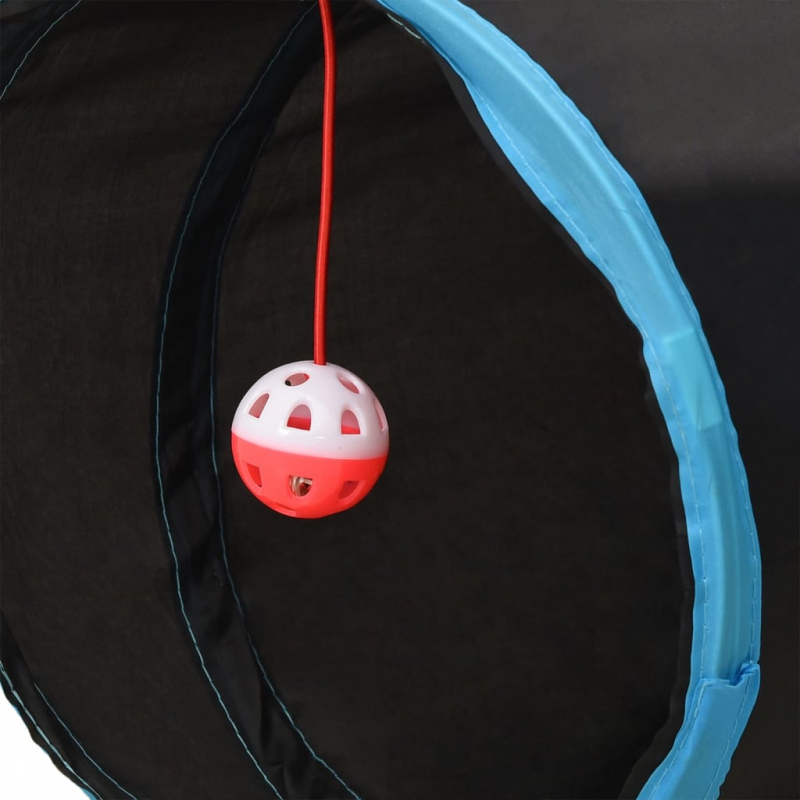 Katzentunnel 4-Wege Schwarz und Blau 25 cm Polyester