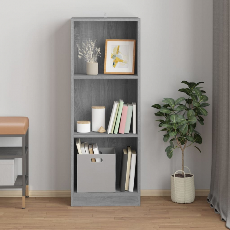 Bücherregal 3 Fächer Grau Sonoma 40x24x109 cm Holzwerkstoff