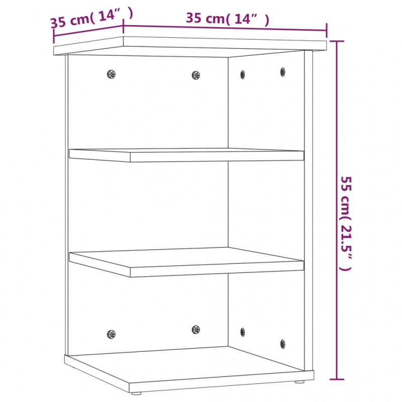 Beistellregal Braun Eichen-Optik 35x35x55 cm Holzwerkstoff