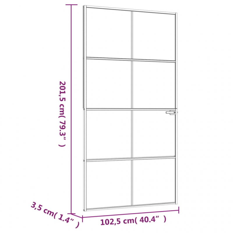 Innentür Schwarz 102x201,5 cm Hartglas & Aluminium Schlank