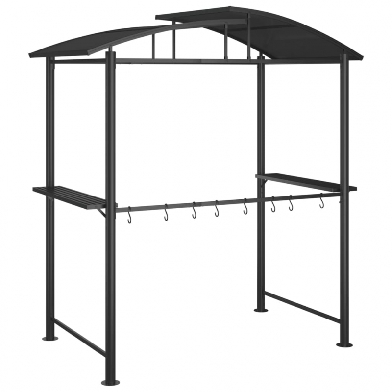 Grillpavillon mit Seitenregalen Anthrazit 210x114x230 cm Stahl