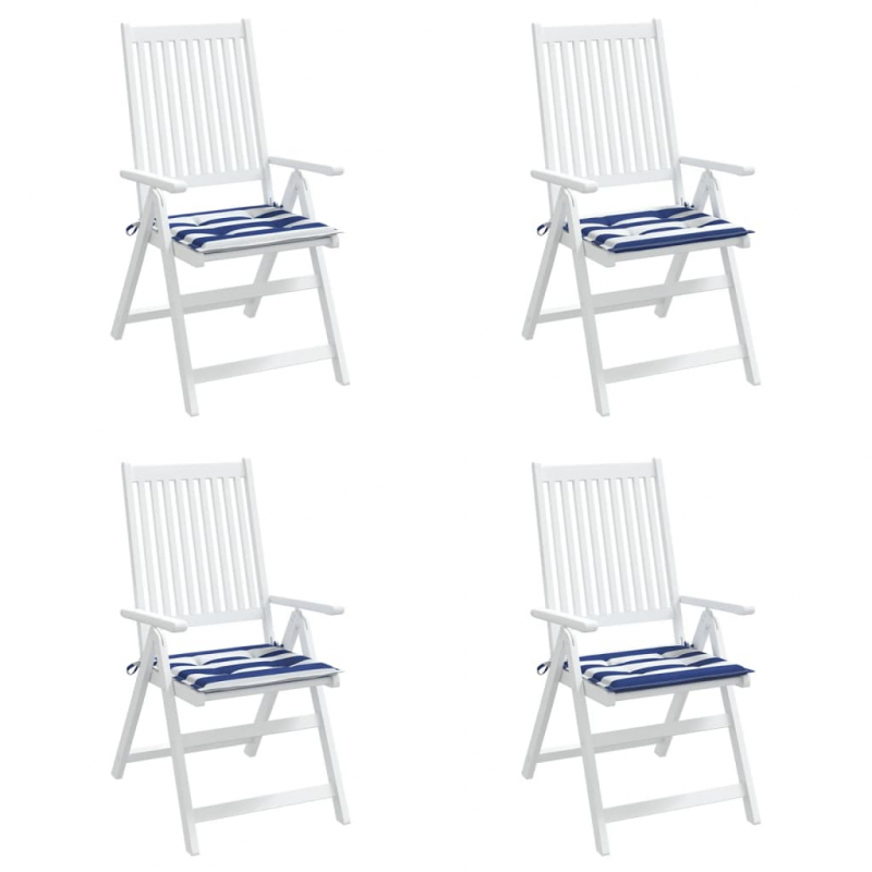 Gartenstuhl-Kissen 4 Stk. Blau & Weiß Gestreift 40x40x4cm Stoff