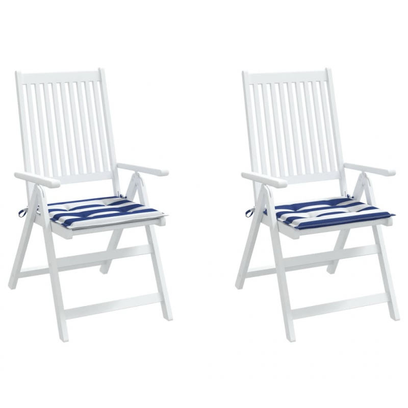 Gartenstuhl-Kissen 2 Stk. Blau & Weiß Gestreift 50x50x4cm Stoff