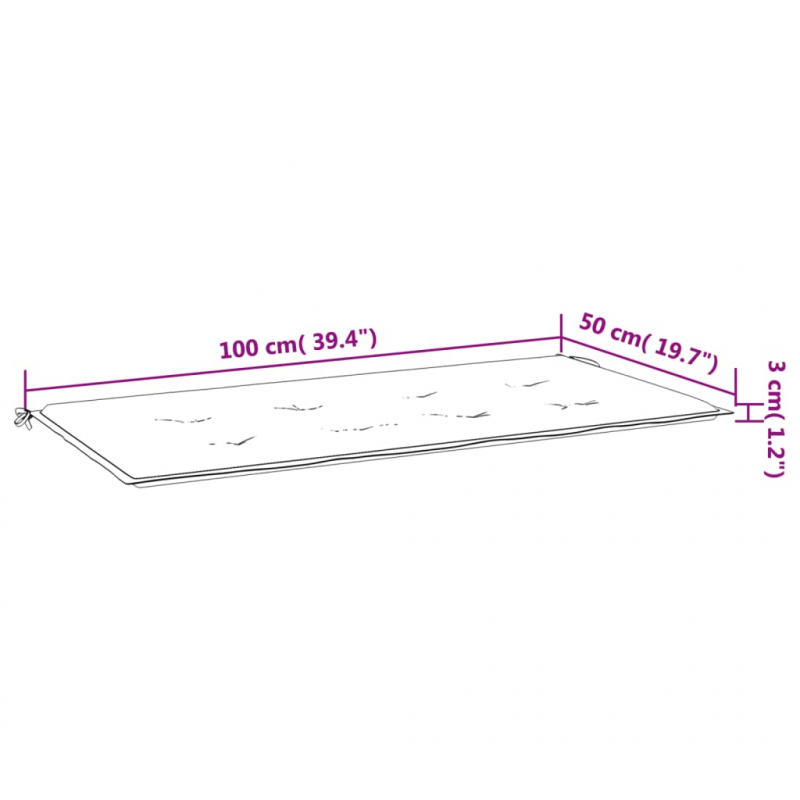 Gartenbank-Auflage Schwarz Karomuster 100x50x3 cm Oxford-Gewebe