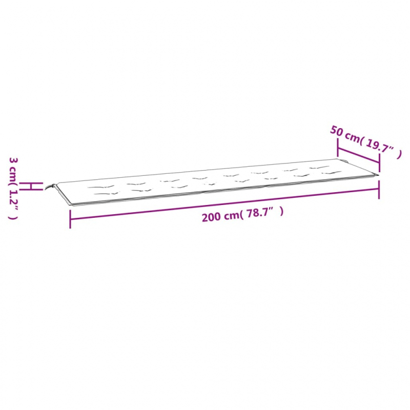 Gartenbank-Auflage Blattmuster 200x50x3 cm Stoff