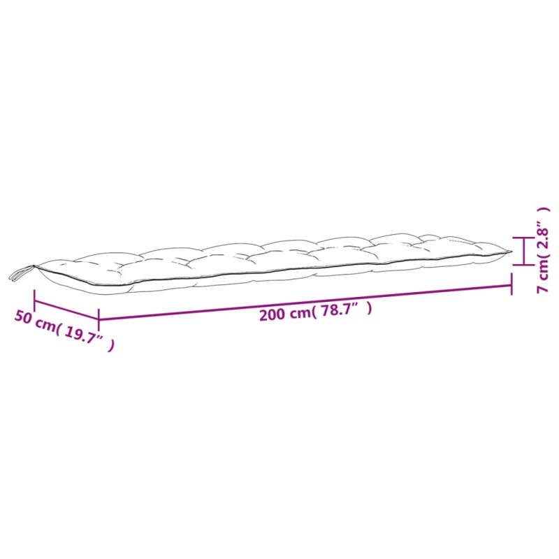 Gartenbank-Auflage Blattmuster 200x50x7 cm Stoff