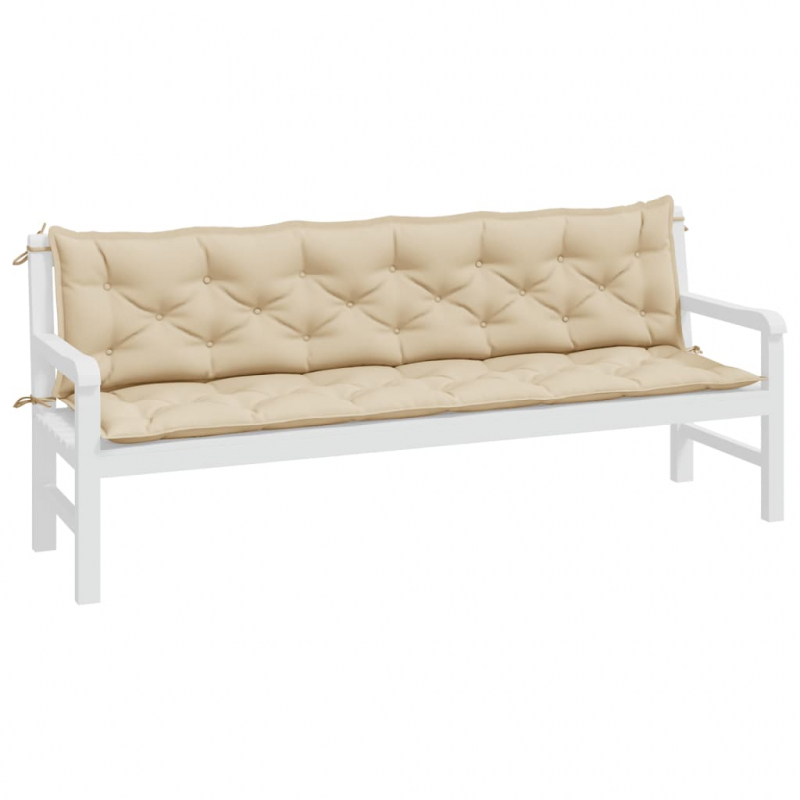 Gartenbank-Auflagen 2 Stk. Beige 200x50x7 cm Oxford-Gewebe