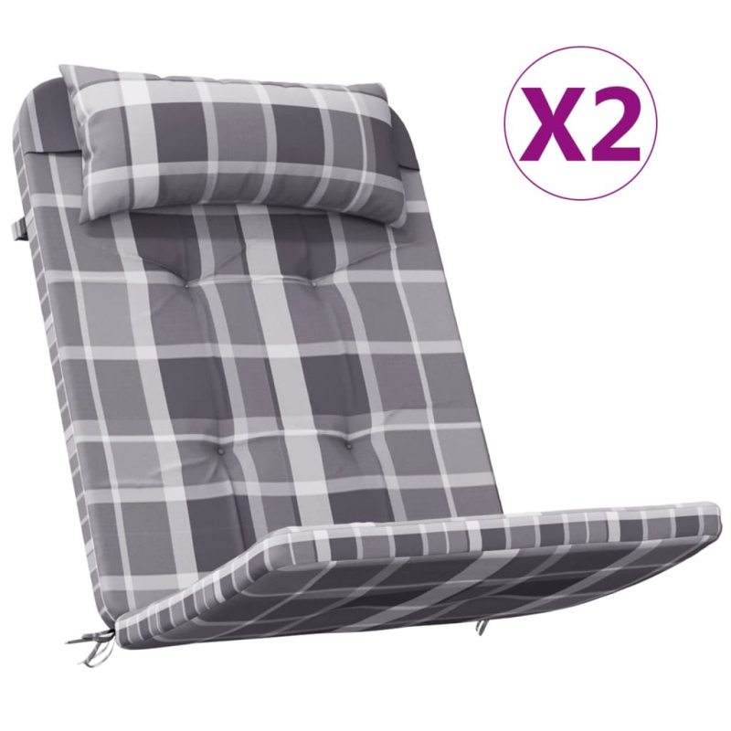 Adirondack-Auflagen 2 Stk. Grau Karomuster Oxford-Gewebe