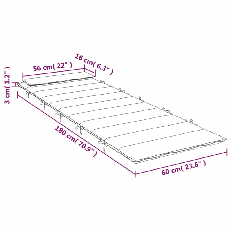 Sonnenliegen-Auflage Anthrazit 180x60x4 cm Oxford-Gewebe