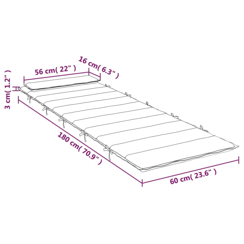 Sonnenliegen-Auflage Grau 180x60x4 cm Oxford-Gewebe