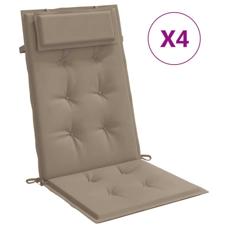 Hochlehner-Auflagen 4 Stk. Taupe Oxford-Gewebe