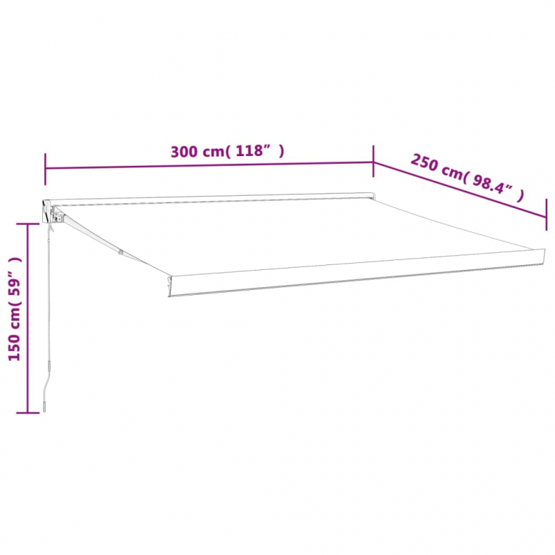 Markise Einziehbar Gelb und Weiß 3x2,5 m Stoff und Aluminium