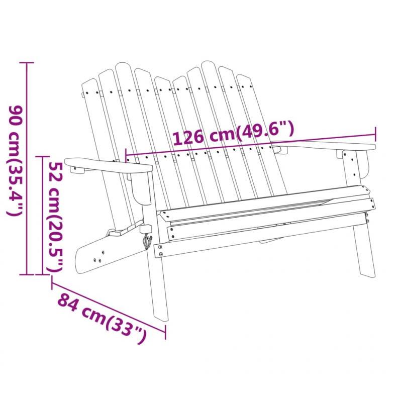 Adirondack-Gartenbank 126 cm Massivholz Akazie