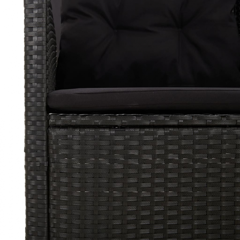 Ecksofa mit Liegefunktion und Kissen Schwarz Poly Rattan